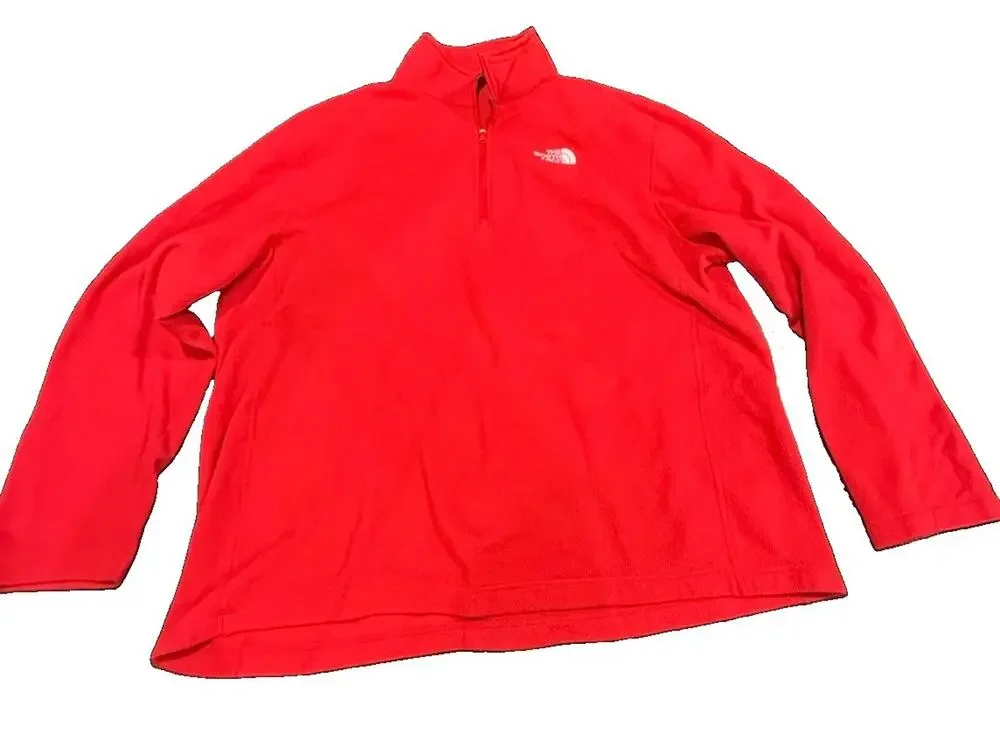 The North Face Men’s XL Red 1/4 Zip Fleece Pullover Jacket Logo